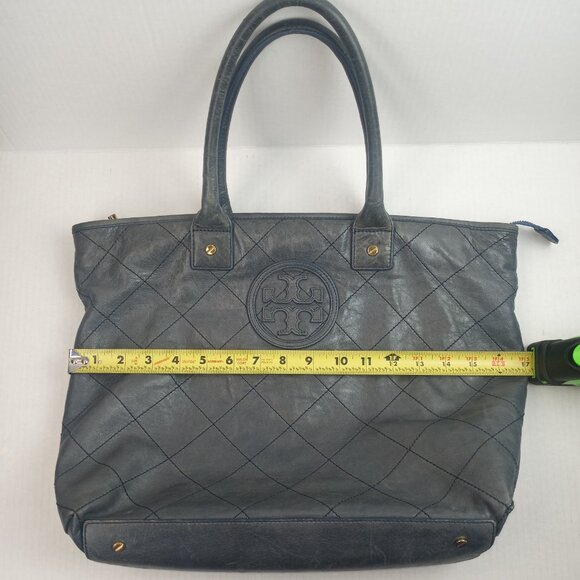 Tory Burch Blue Quilted Leather Tote Handbag - Picture 12 of 12